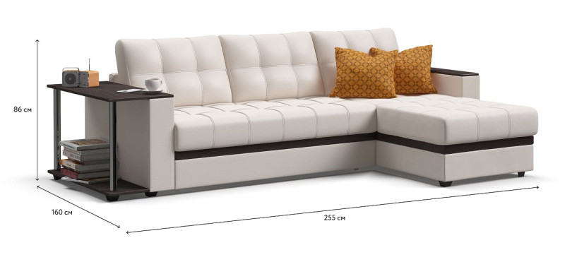 Атланта Люкс угловой диван Экокожа белый — купить в Озерце