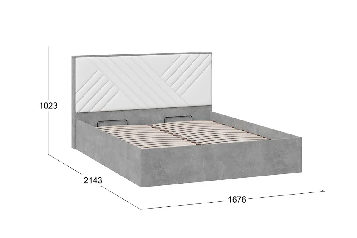 Кровать Хилтон универсальная с ПМ Тип 1 160х200 (Ателье светлый/Белый) - купить в Озерце