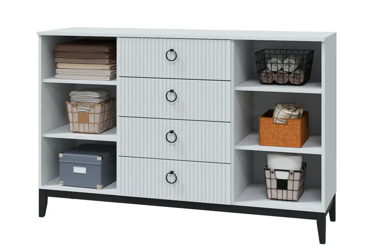 Комод Шарлиз с 2 дв. и 4 ящ. (Белое сияние/Белый снег) — Мебель-центр Озерцо