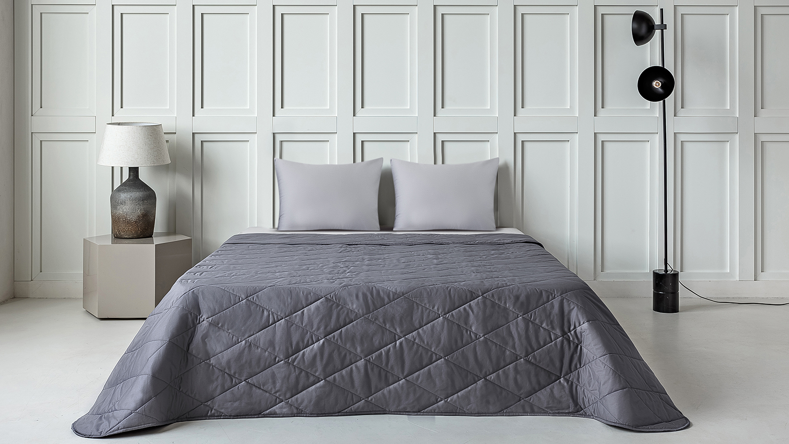 Покрывало хлопковое Askona Cotton Sateen, цвет: Графит 220x240 в мебель-центре Озерцо