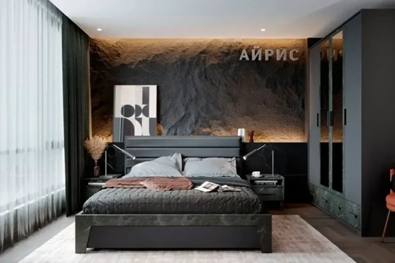 Спальня Айрис комплектация 1 (Антрацит/Креатель) - купить в Озерце