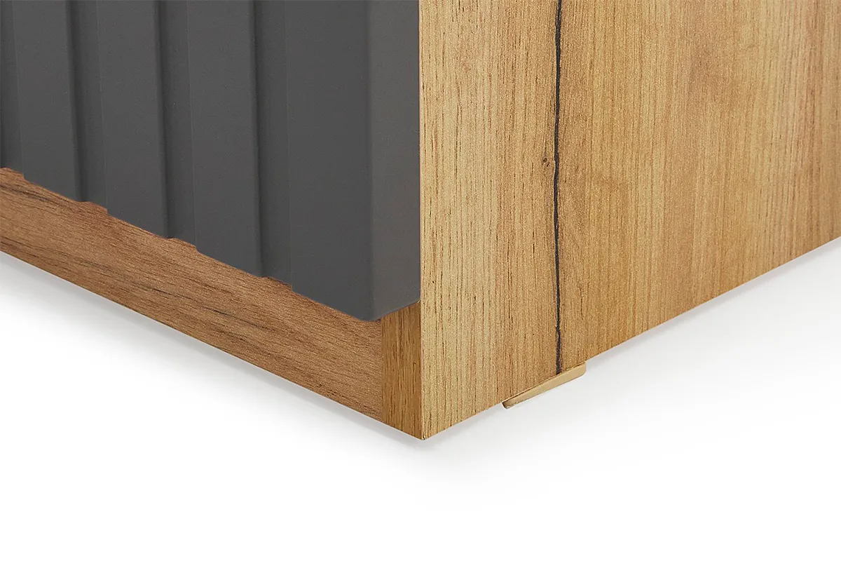 Тумба для обуви Хилтон Исп.2.1 (Дуб Крафт золотой/Графит матовый) — Мебель-центр Озерцо