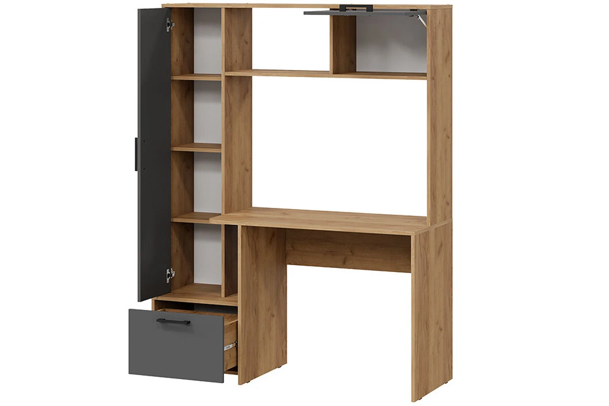 Стол письменный Тип 15 (Дуб Крафт Золотой/Графит Серый) — Мебель-центр Озерцо