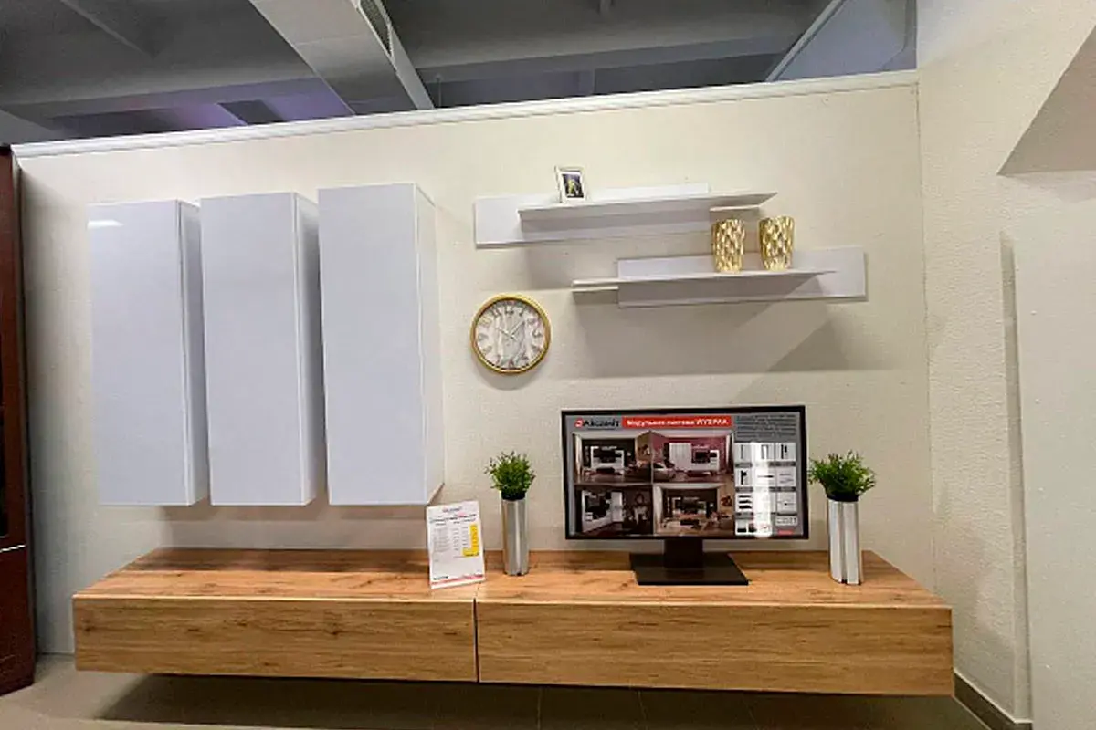 Гостиная Point (Комплект 2) Дуб Вотан/Белый глянец — Мебель-центр Озерцо