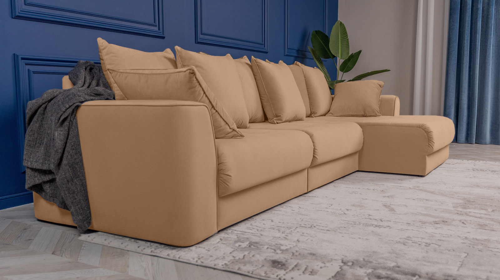 Диван угловой Monako New, Тк. Casanova Beige 156x356 — купить в Озерце