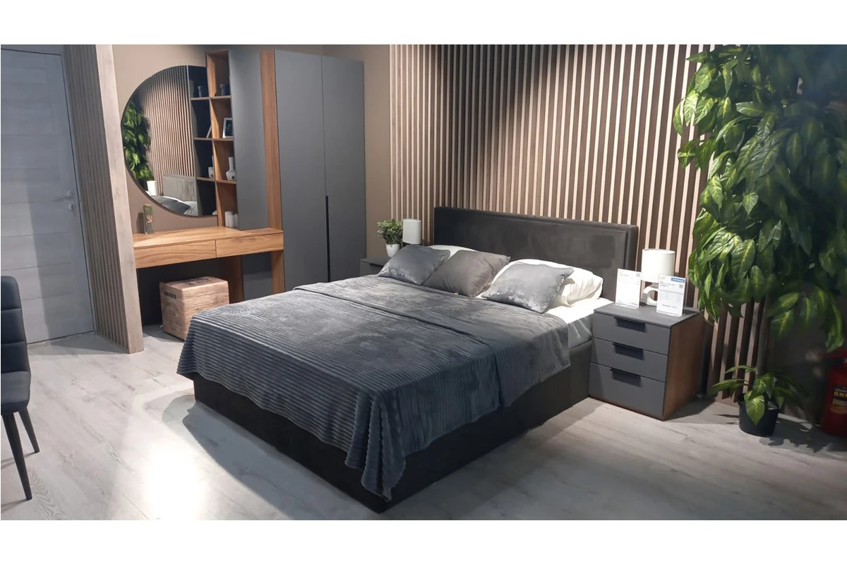 Тумба прикроватная Порто ТД-393.03.01 (Яблоня Беллуно/Графит софт) — Мебель-центр Озерцо