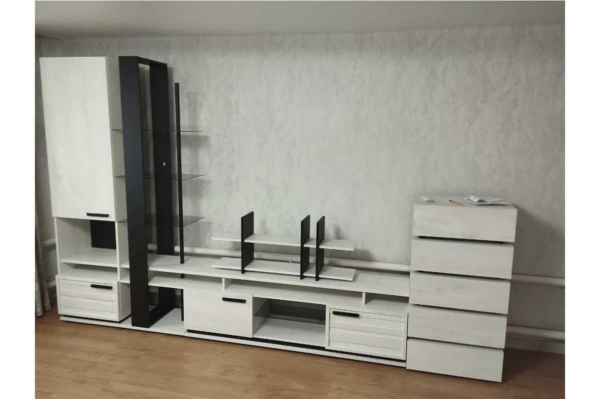 Стеллаж 25 Oslo (Бетон Пайн светлый/Черный) в мебель-центре Озерцо