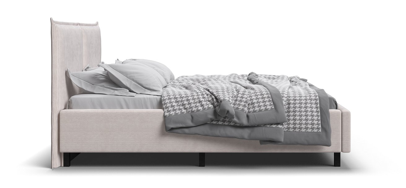 Кровать ЛЕО 160 Вельвет CORD бежевая - купить в Озерце