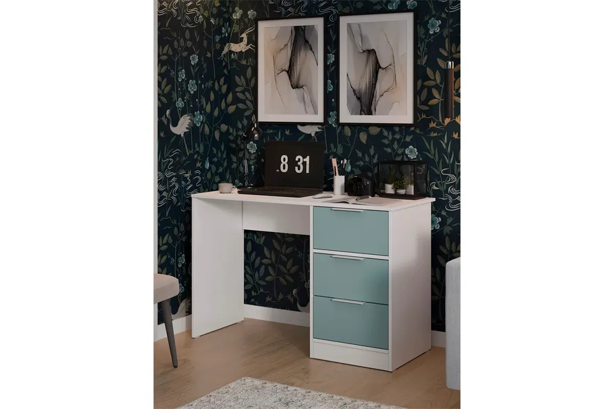 Стол письменный Марли Тип 1 (Белый/Серо-голубой) — Мебель-центр Озерцо