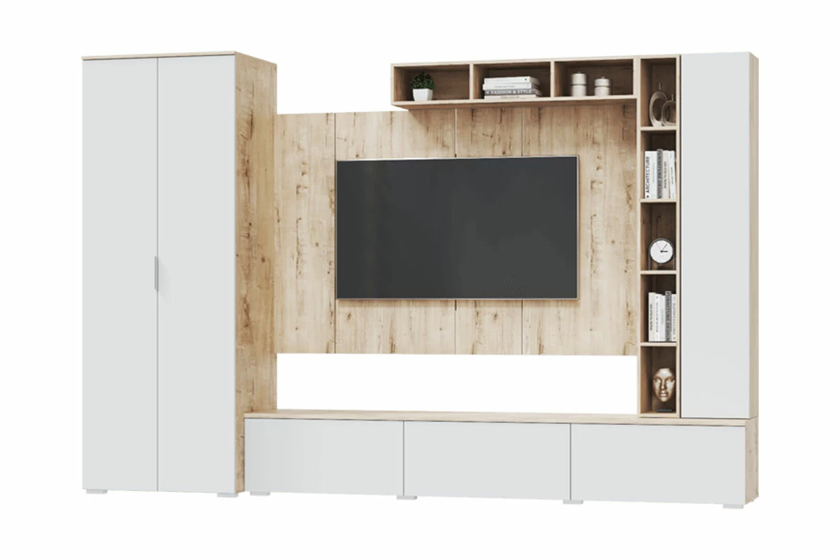 Шкаф для одежды 2-х дверный Сканди 800 (Дуб бунратти/Белый бланш) в мебель-центре Озерцо