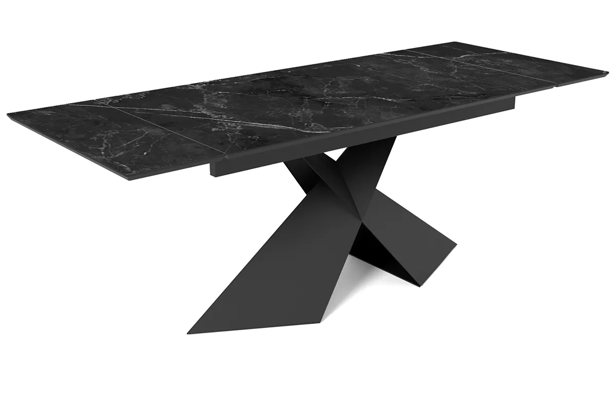 Стол обеденный Марвел 1600(2200) (ст. №2 / Керамика YB90200B6 Matte Черный мрамор / Металл Черный) - купить в Озерце