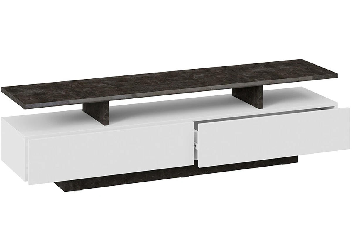 Тумба TV-1 Монтана (Белый/Ателье темный глянец) — Мебель-центр Озерцо