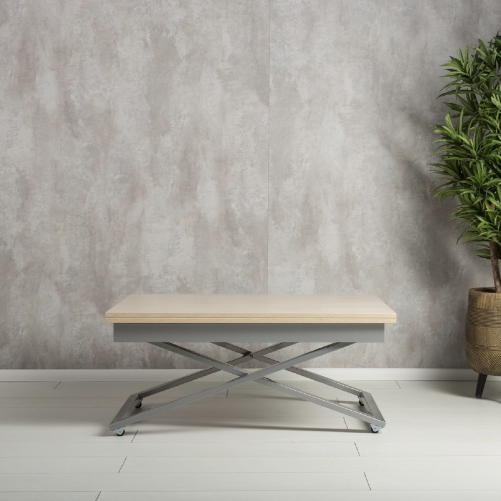Стол-трансформер Apollo шамони светлый/подстолье серебро - купить в Озерце