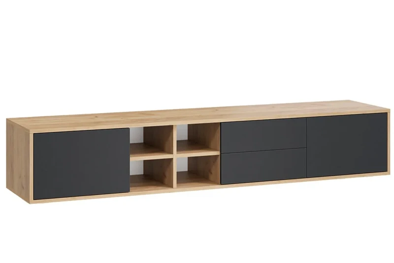 Тумба под ТВ тип 5 (Дуб крафт золотой/Антрацит) — Мебель-центр Озерцо