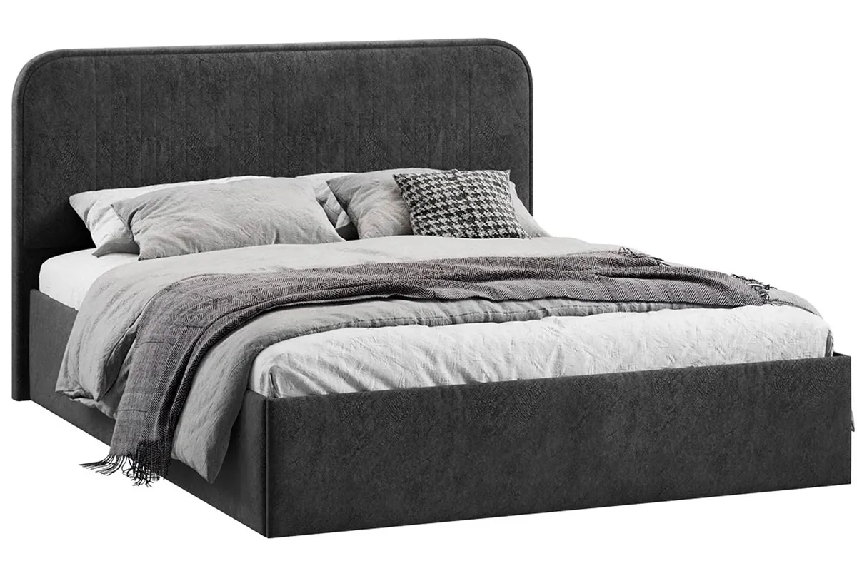 Кровать Тиффани Тип 1 с ПМ и заглушиной 160х200 (Микровелюр/Wellmart Graphite) - купить в Озерце