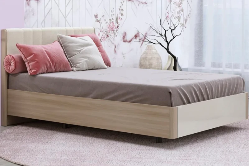Кровать КР-5012-АС-КГ-В 140х200 (Ясень Асахи / Кашемир Глянцевый / Велюр) - купить в Озерце