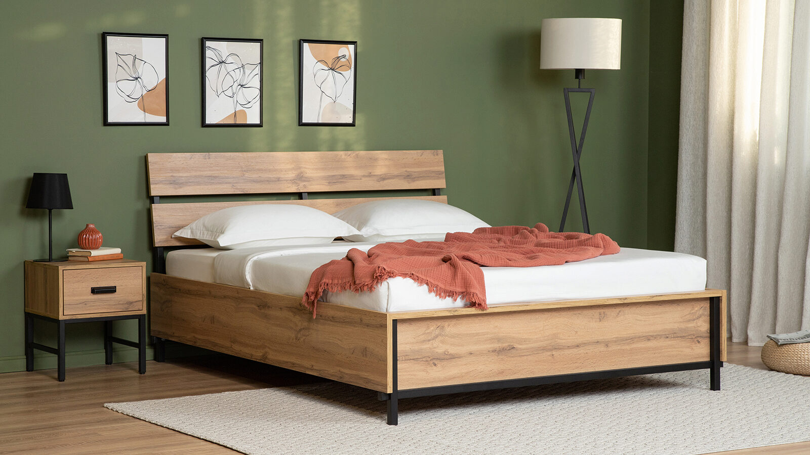 Кровать с подъемным механизмом Baikal, цвет Дуб Натюрель, 160x200 - купить в Озерце