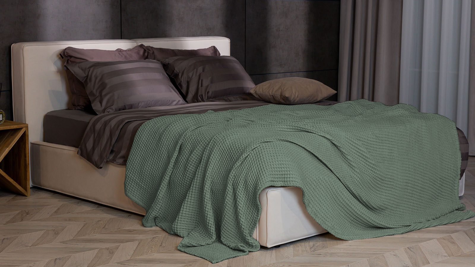Покрывало хлопковое Waffle, цвет: ментол 220x230 в мебель-центре Озерцо