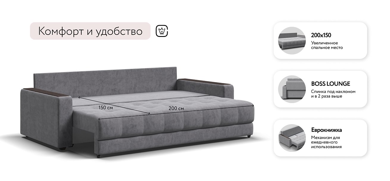 Босс Про диван Велюр Роял агат — купить в Озерце