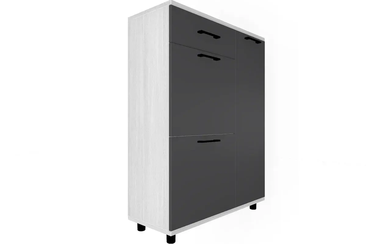 Прихожая Грейс комплект 1 (Снежный Ясень/Антрацит Матовый) — Мебель-центр Озерцо