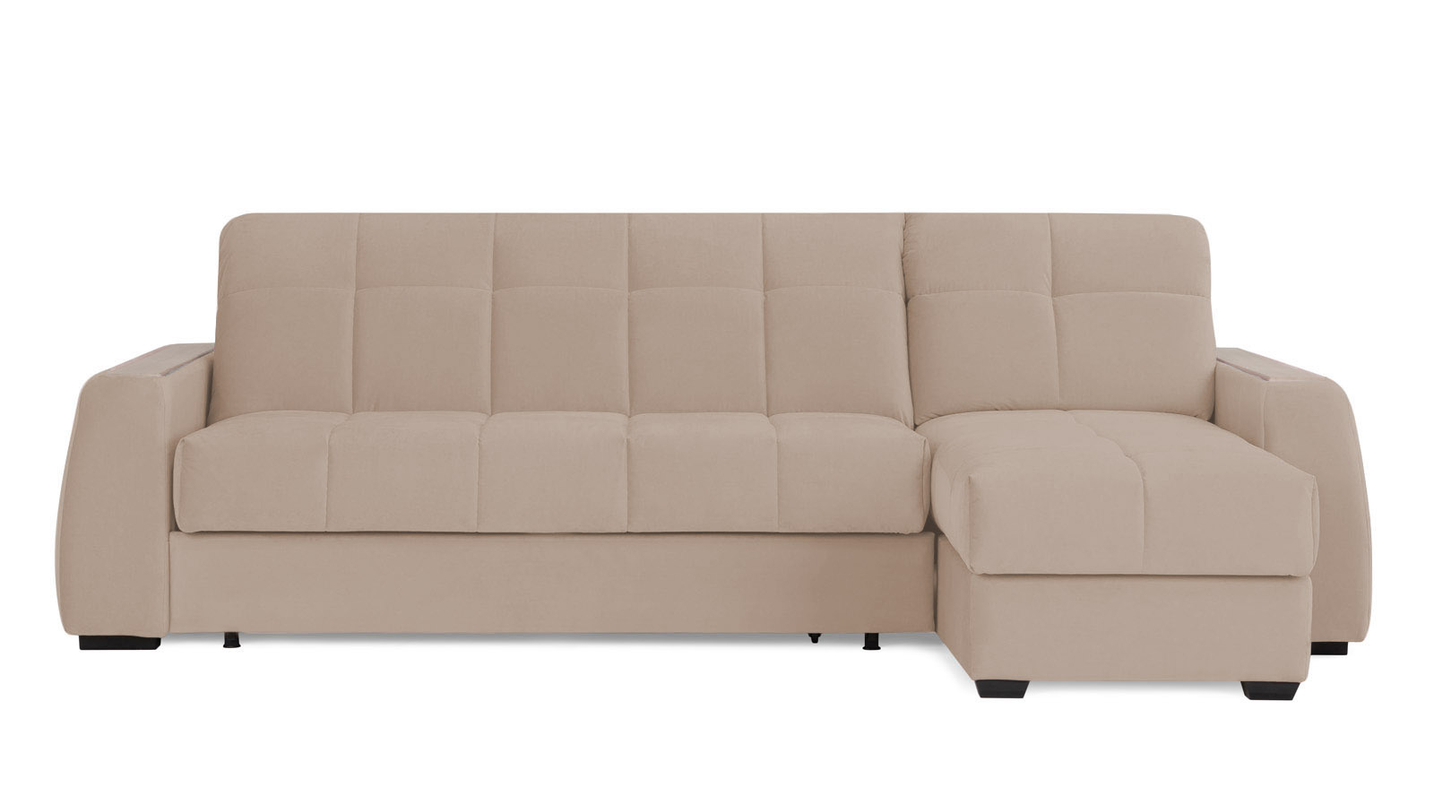 Диван угловой Domo Pro с накладкой цвета ясень, стежка квадрат, ткань Sky Velvet 03 160x216 — купить в Озерце