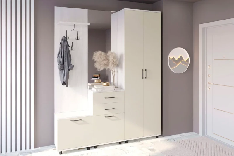 Прихожая Грейс (Снежный Ясень/Кашемир Матовый) — Мебель-центр Озерцо