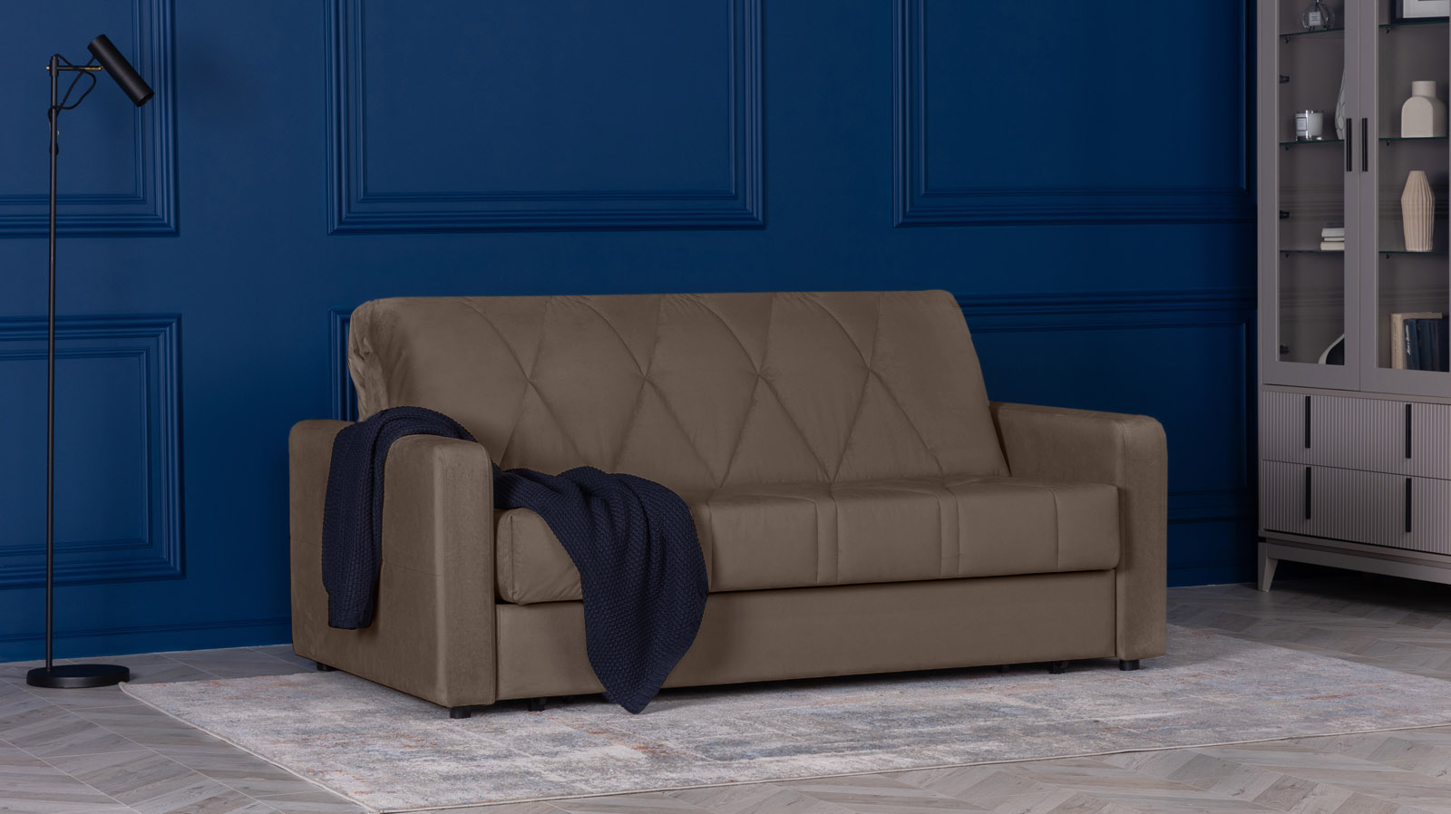 Диван - кровать Domo Pro стежка ромб, ткань Sky Velvet 02 160x216 — в мебель-центре Озерцо