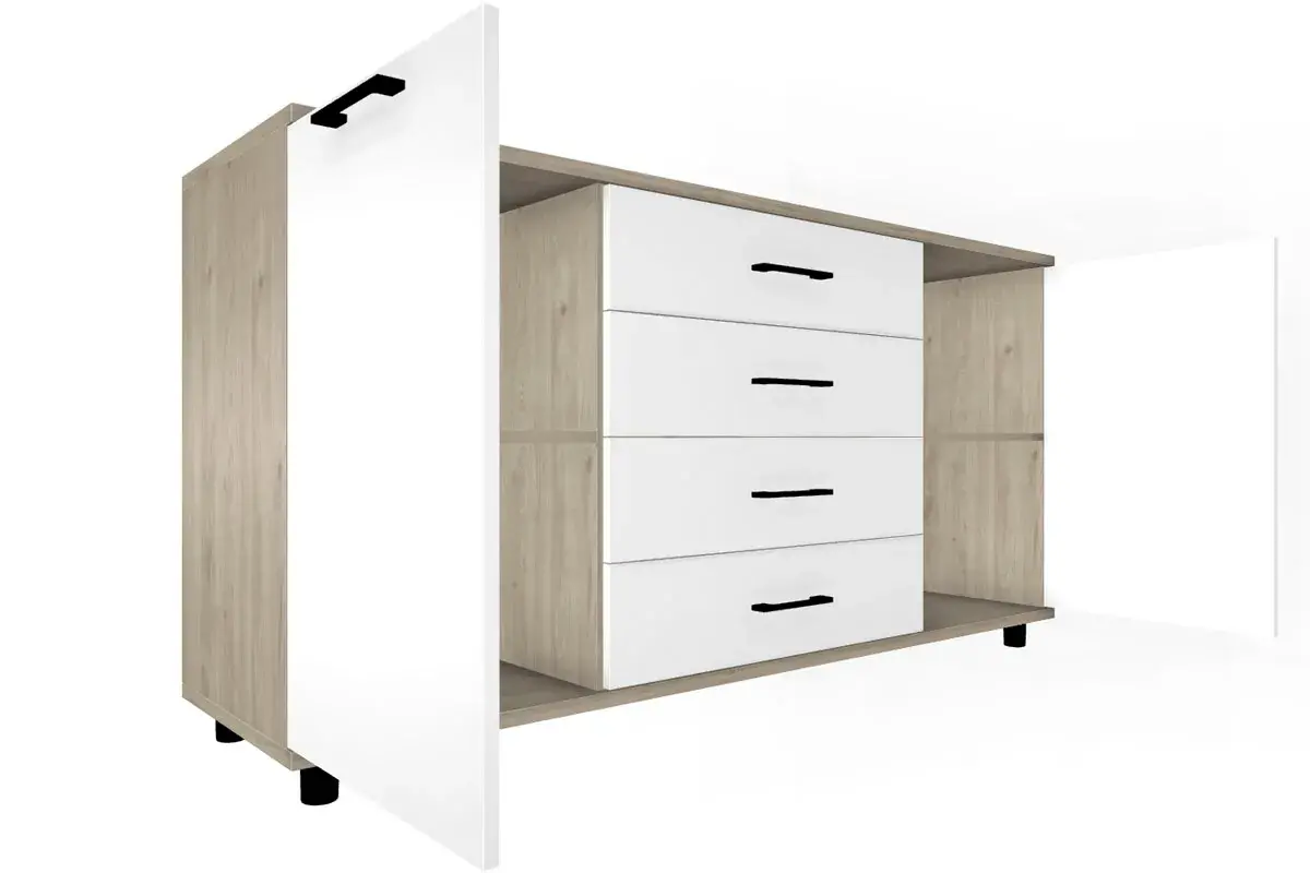 Тумба ТБ-5012-ГС-БГ (Гикори Джексон Светлый/Белый Бриллиант Глянцевый) — Мебель-центр Озерцо