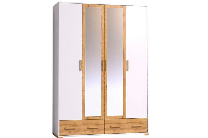 Айрис 555 Шкаф для одежды и белья (Белый/Дуб золотистый) в мебель-центре Озерцо