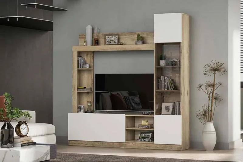 Гостиная Легенда-1 (Делано светлый/Белый) — Мебель-центр Озерцо