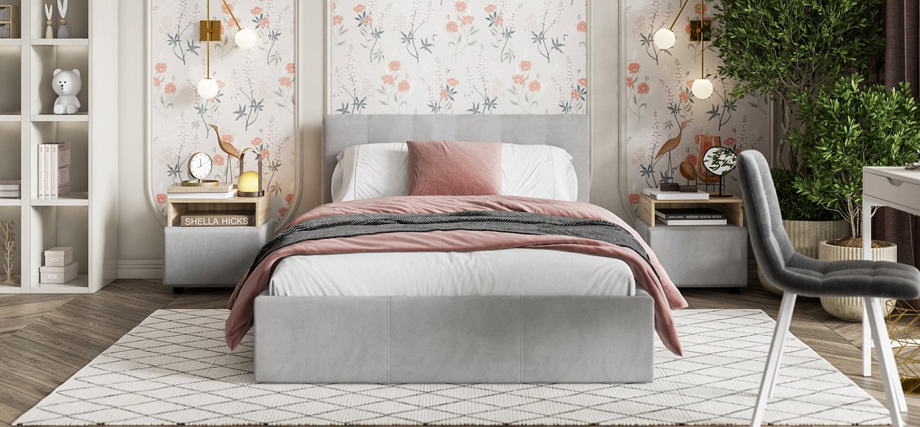 Кровать Белла 140*200 велюр Monolit сталь - купить в Озерце