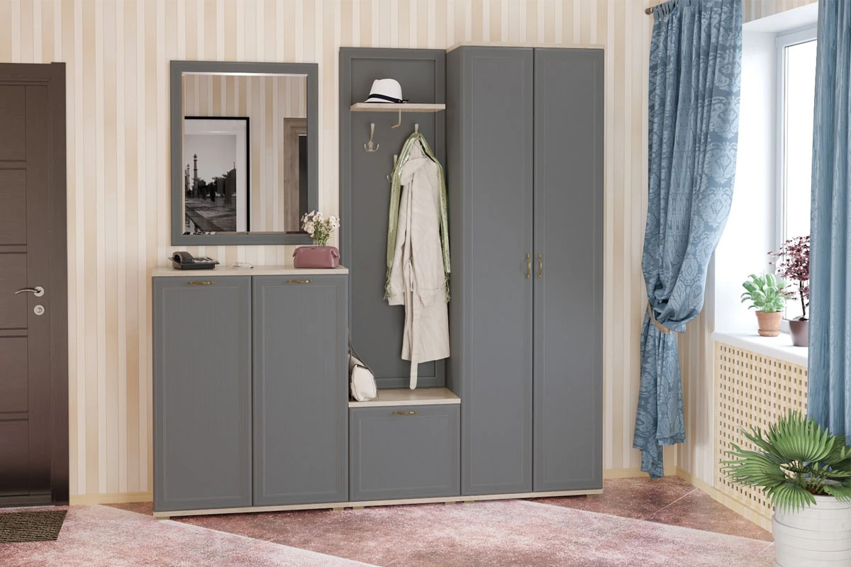 Тумба ТБ-1001-ГС-СО (Гикори Джексон Светлый/Серый Оникс) — Мебель-центр Озерцо