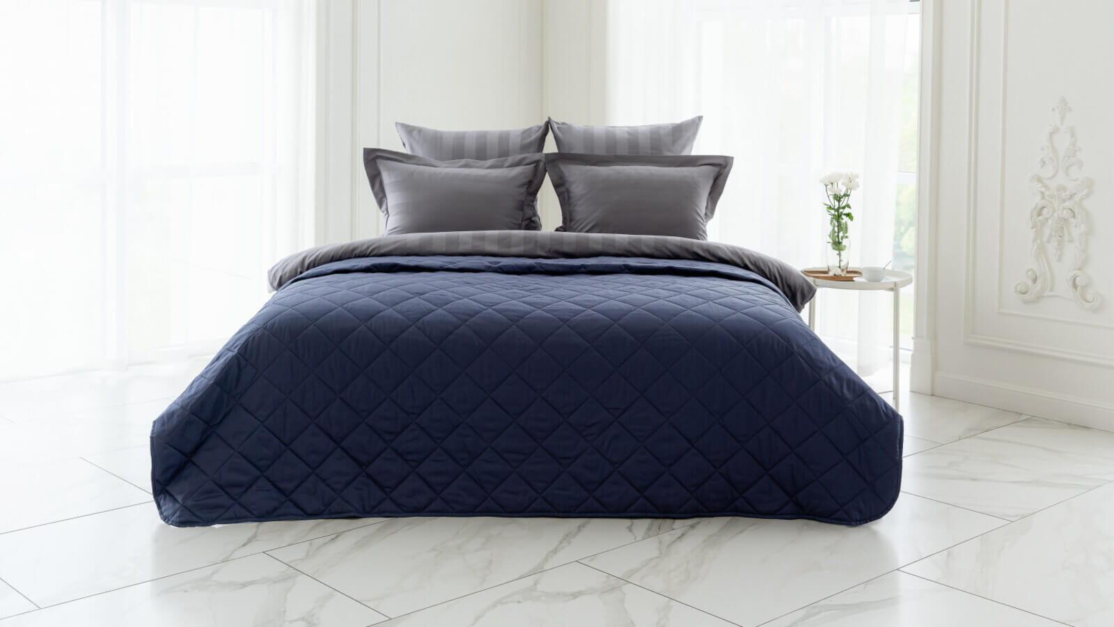 Покрывало хлопковое Askona Home, цвет синий топаз 220x240 в мебель-центре Озерцо