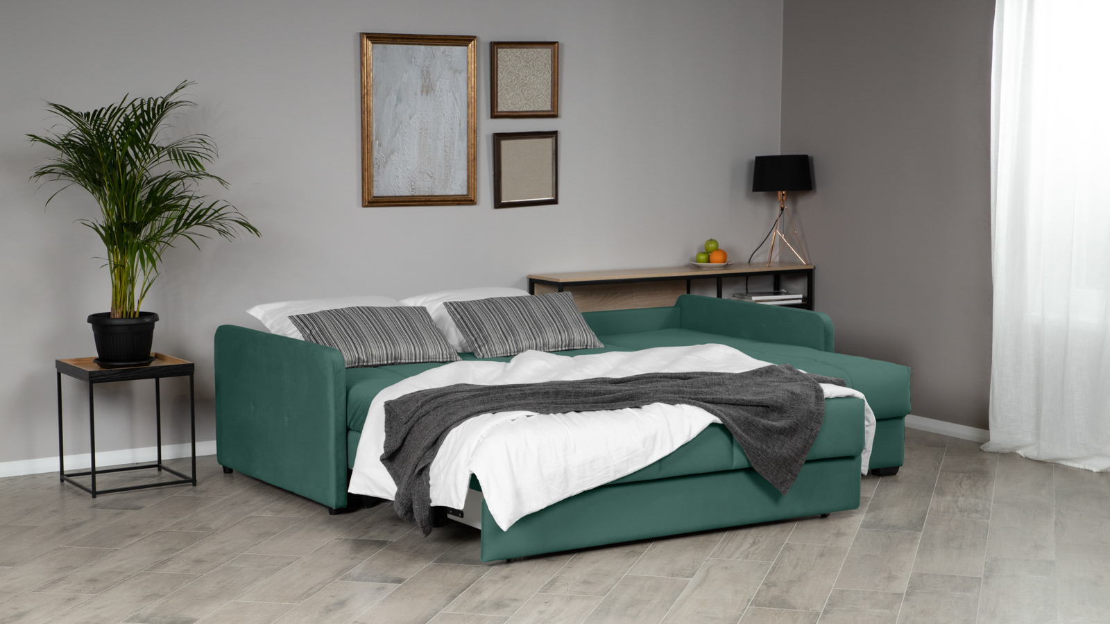 Диван угловой Domo Pro с узкими подлокотниками, стежка квадрат, ткань Casanova Seawave 160x216 — купить в Озерце
