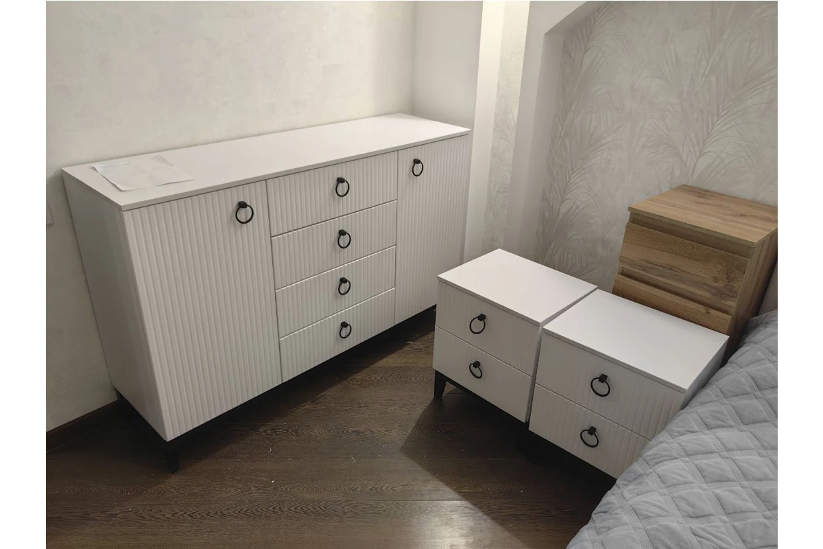 Тумба прикроватная Шарлиз (Белое сияние/Белый снег) — Мебель-центр Озерцо