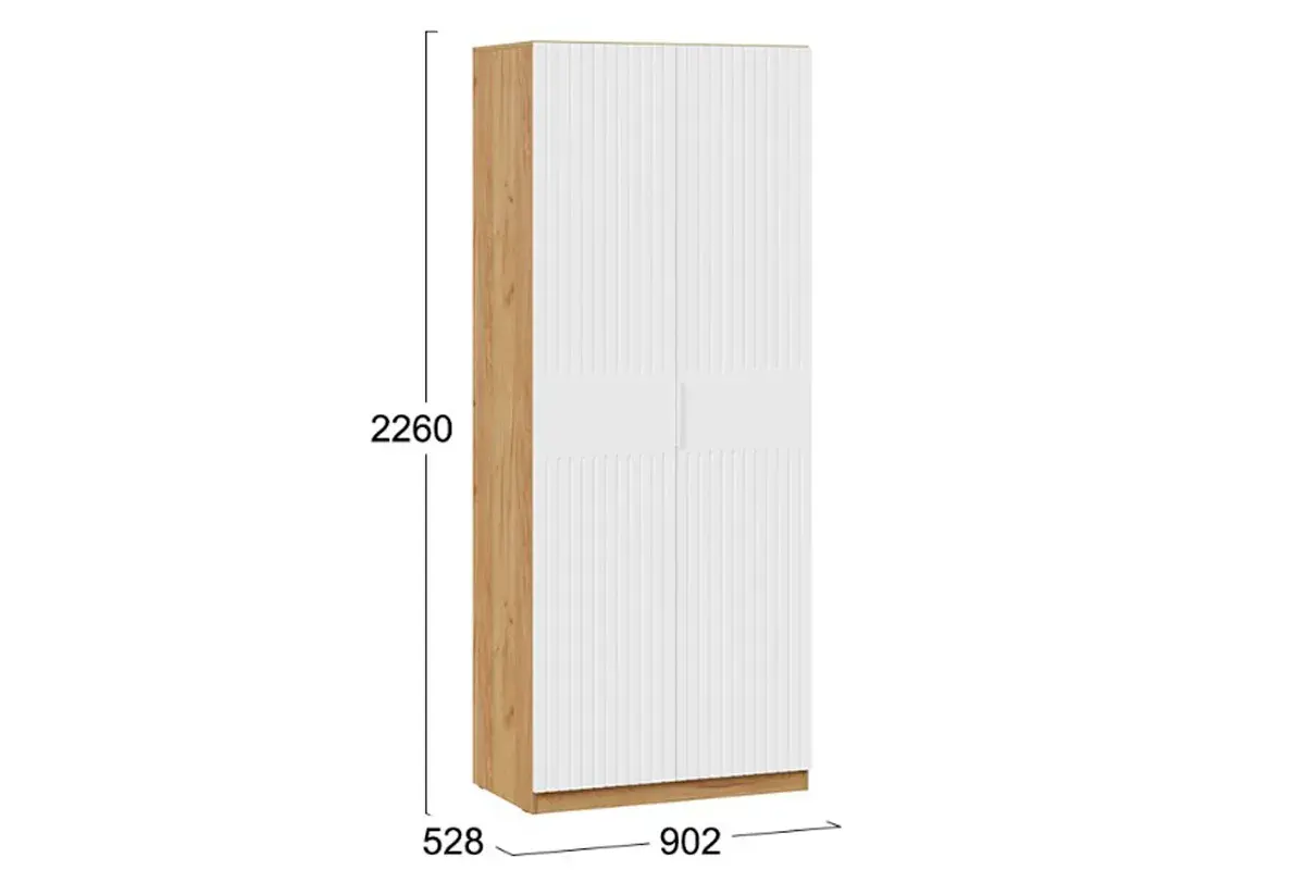 Шкаф для одежды Хилтон (Дуб Крафт золотой/Белый матовый) в мебель-центре Озерцо