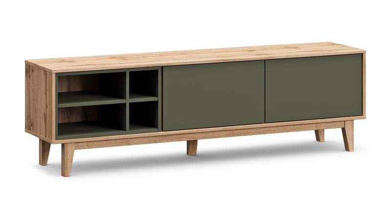 Тумба ТВ на ножках Avocado Базальт + Дуб Натюрель 40x179 — купить в Озерце