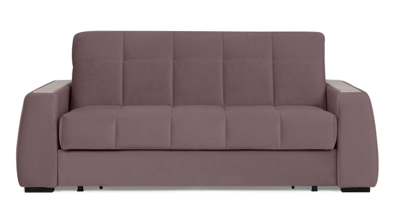 Диван - кровать Domo Pro с накладкой цвета ясень, стежка квадрат, ткань Casanova Lilac 180x216 — в мебель-центре Озерцо