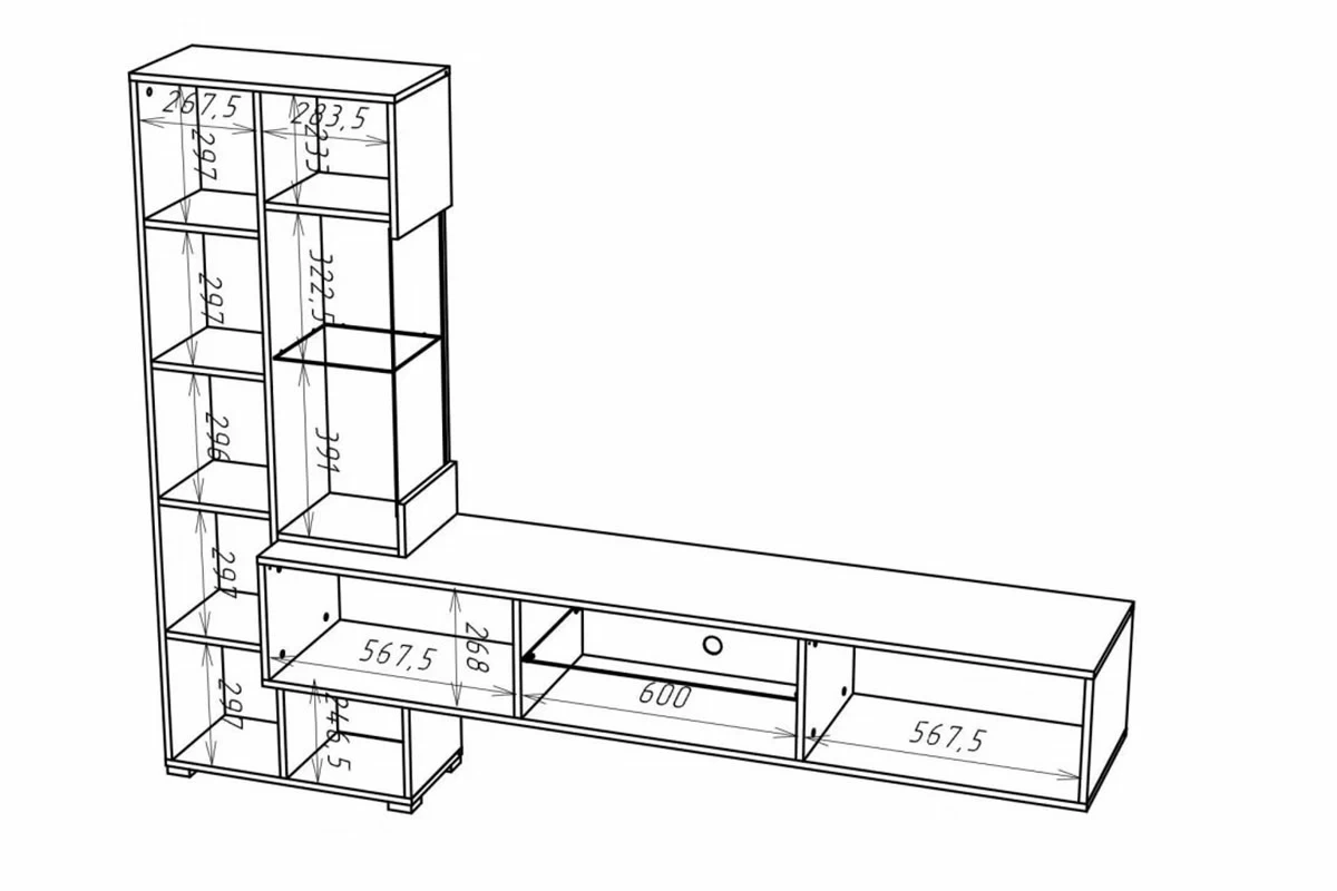 Гостиная Point ТИП-70 Дуб Вотан/Чёрный глянец (71774992) — Мебель-центр Озерцо