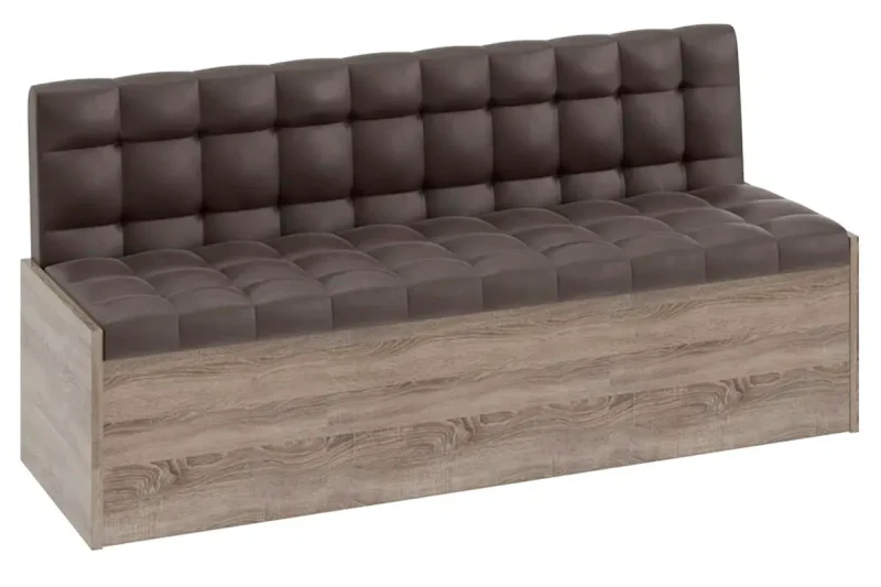 Скамья прямая Форест (Дуб Сонома трюфель/Кожзам коричневый) - купить в Озерце