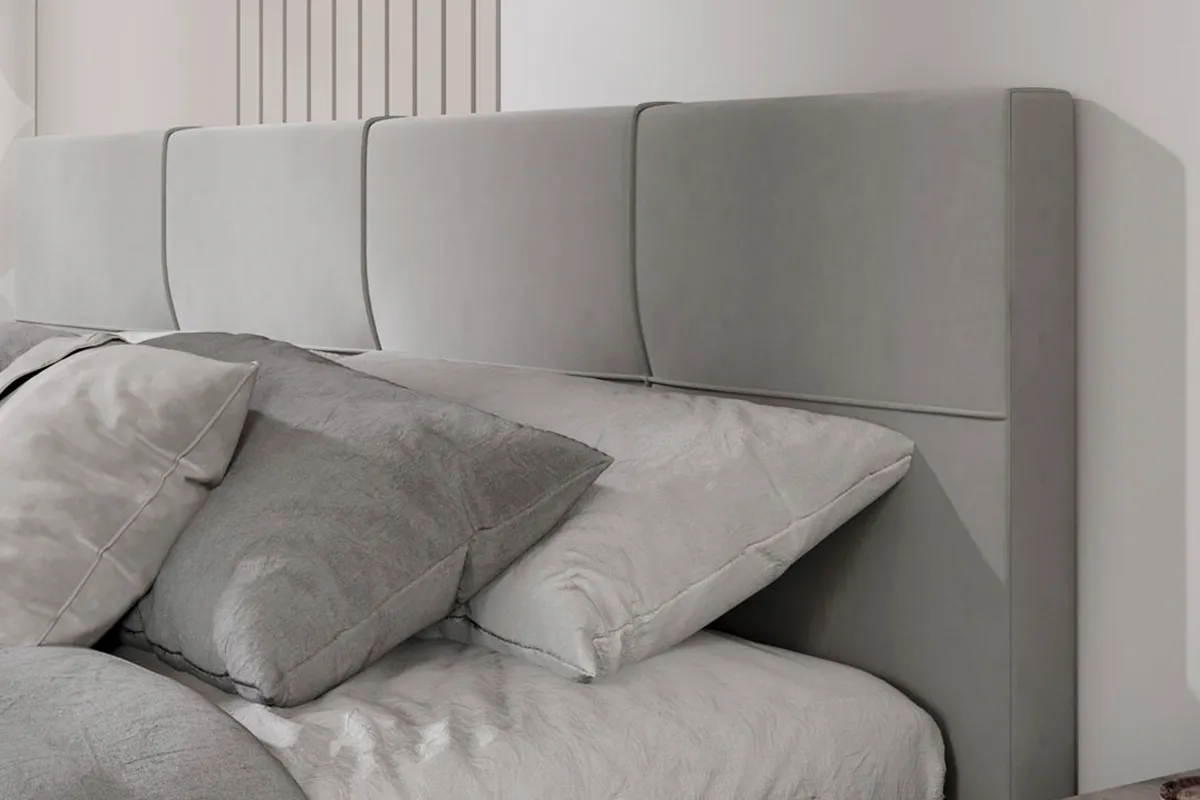 Кровать Лора с ПМ и заглушиной 180х200 (Велюр / Confetti Silver) - купить в Озерце