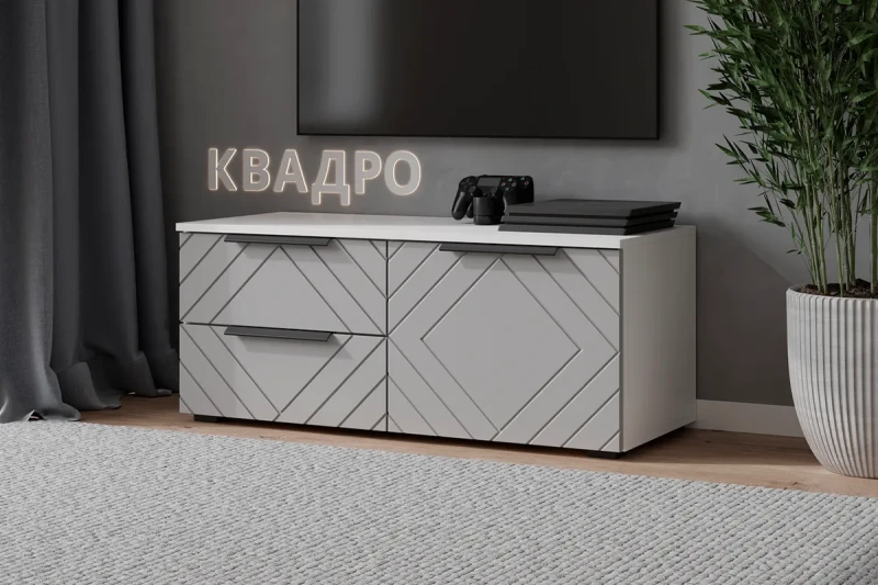 Тумба ТВ Квадро №4 (Белый / Мартини) — Мебель-центр Озерцо