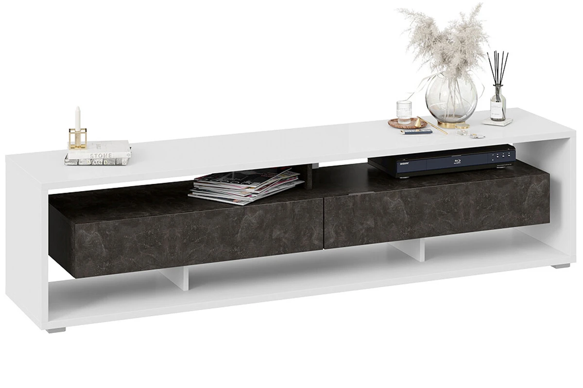 Тумба TV-2 Монтана (Белый/Ателье темный глянец) — Мебель-центр Озерцо