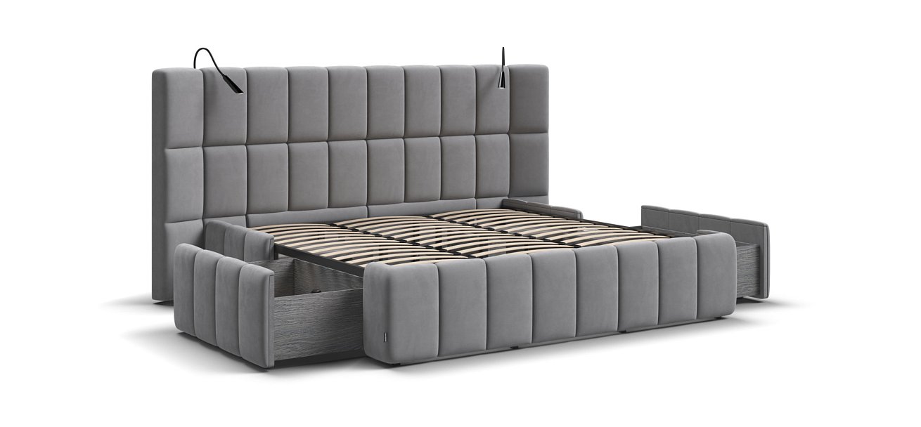 Босс ХО Кровать 180*200 Велюр Монолит сталь - купить в Озерце