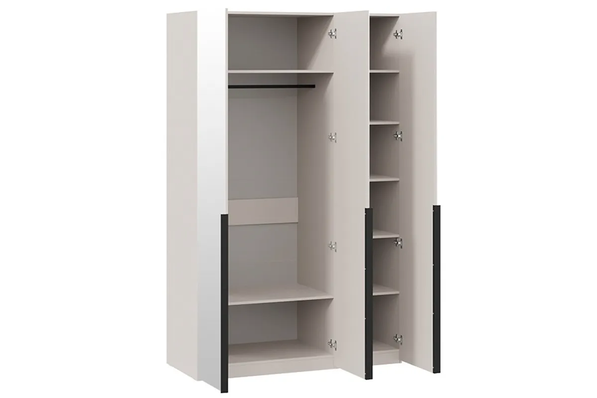Шкаф для одежды Порто СМ-393.07.111 (580) с 3 зеркальными дверями (Кашемир матовый / Кашемир матовый) в мебель-центре Озерцо