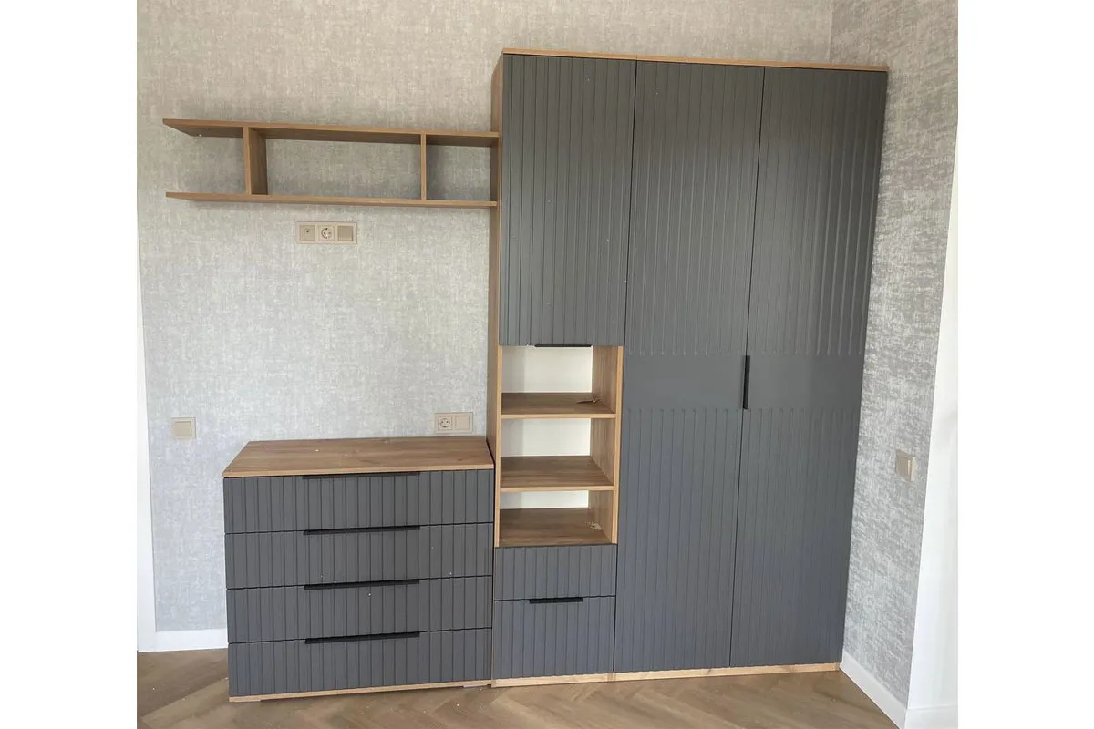 Шкаф для одежды Хилтон (Дуб Крафт золотой/Графит матовый) в мебель-центре Озерцо