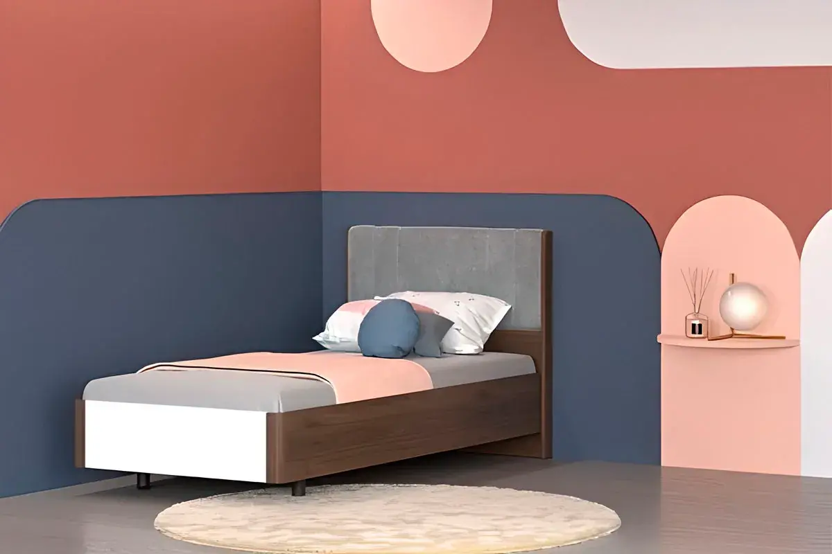 Кровать КР-5015-ГТ-БГ 90х190 (Гикори Джексон Темный/Белый Бриллиант Глянцевый) - купить в Озерце