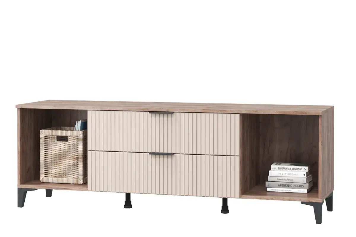 Тумба под ТВ  Тоскана с 2 дв. и 2 ящ. (Дуб табачный/Бисквит) — Мебель-центр Озерцо