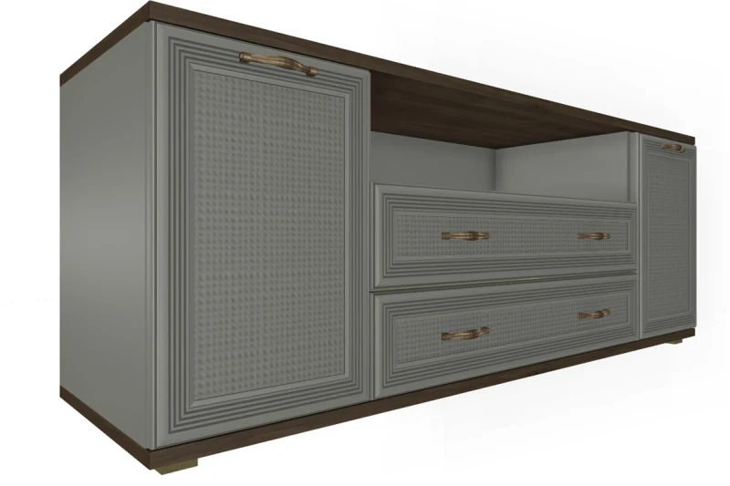 Тумба ТБ-1021-ГТ-СО (Гикори Джексон Темный/Серый Оникс) — Мебель-центр Озерцо