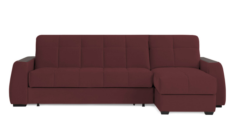 Диван угловой Domo Pro с накладкой цвета венге, стежка квадрат, ткань Sky Velvet 32 160x216 — купить в Озерце